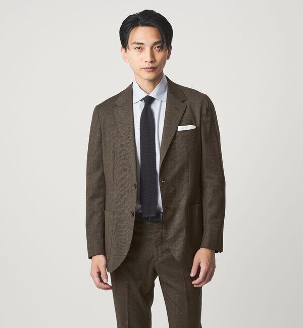 UNITED ARROWS green label relaxing「GLR CLOTH フラノ柄 2B RG ジャケット -ストレッチ-」|テーラードジャケット|DK.BROWN
