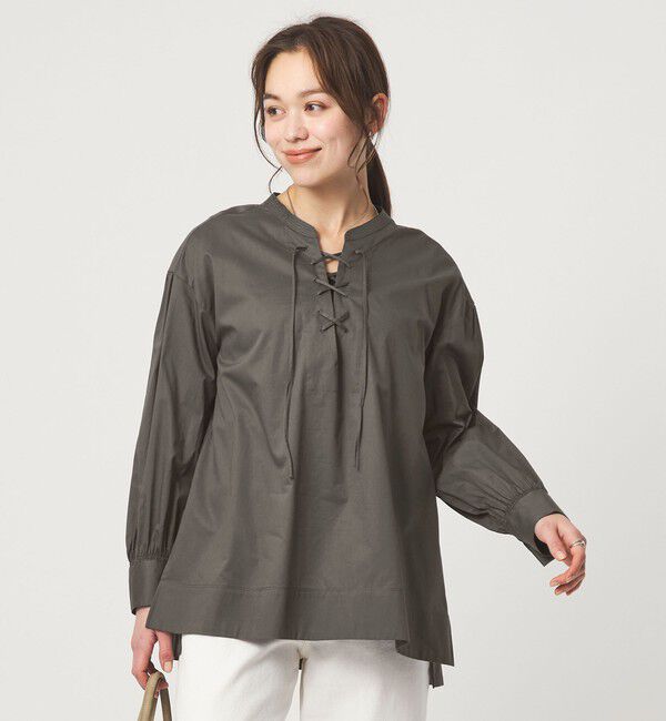 UNITED ARROWS green label relaxing「レースアップ ブラウス」|シャツ・ブラウス|DK.GRAY