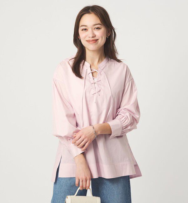 UNITED ARROWS green label relaxing「レースアップ ブラウス」|シャツ・ブラウス|PINK