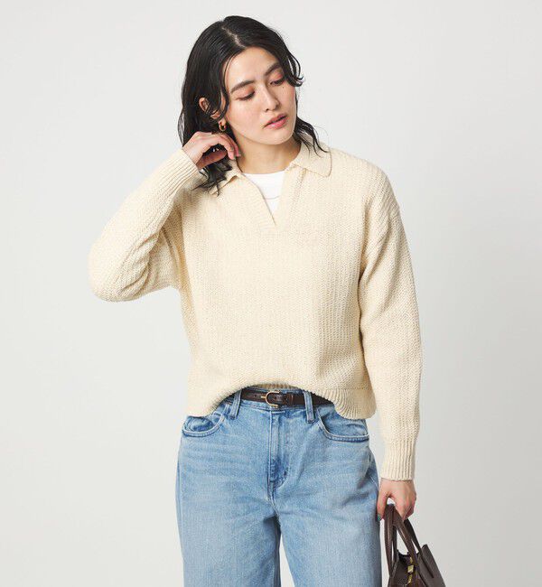 UNITED ARROWS green label relaxing「テープヤーン スキッパー プルオーバー ニット ウォッシャブル」|ニット・セーター|