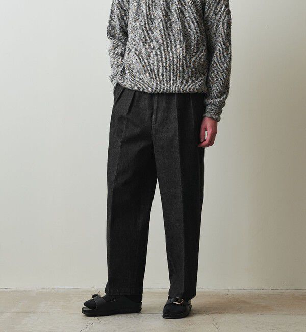 STEVEN ALAN「＜Steven Alan＞ 13.5oz デニム インツープリーツ ドレス トラウザーズ」|デニム|BLACK