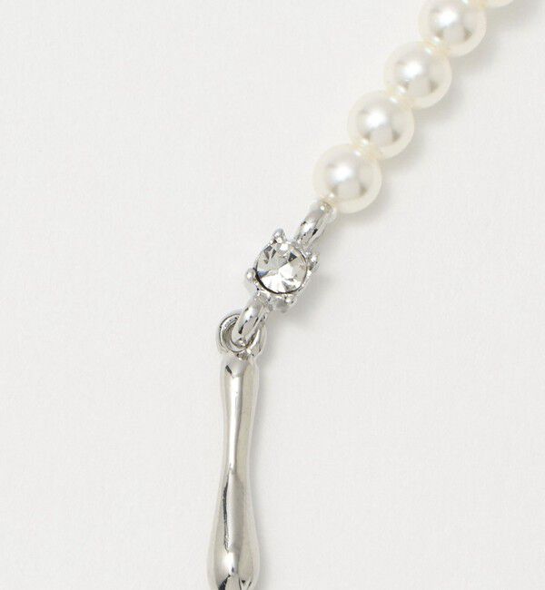 BEAUTY&YOUTH UNITED ARROWS「ビジュー&times;パールモチーフ イビツ ライン ネックレス」|ネックレス|