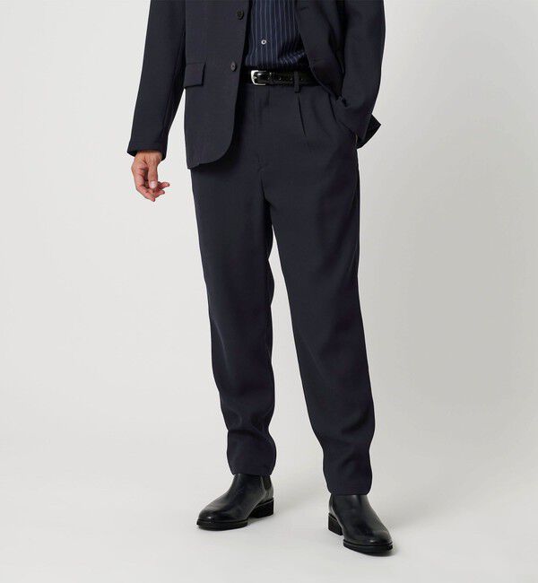 BEAUTY&YOUTH UNITED ARROWS「トリコチン ポリエステル 1プリーツ テーパードパンツ NO.5 セットアップ対応」|チノ|