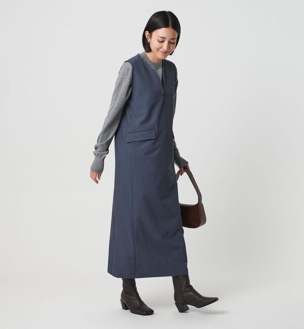 BEAUTY&YOUTH UNITED ARROWS「【WEB限定】ドレープツイル キーネックワンピース ウォッシャブル」|ワンピース|