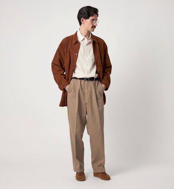 STEVEN ALAN「＜Steven Alan＞ ブラッシュド コットン アウト ワンプリーツ スラックス」|チノ|