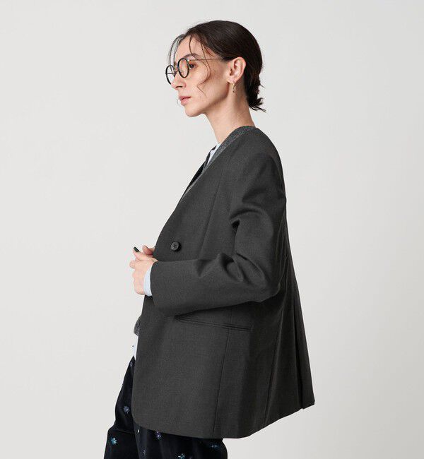 BEAUTY&YOUTH UNITED ARROWS「ポリエステルレーヨン ノーカラー1ボタンジャケット」|ノーカラージャケット|