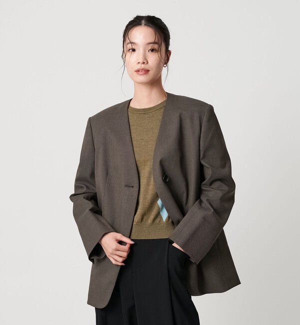 BEAUTY&YOUTH UNITED ARROWS「ポリエステルレーヨン ノーカラー1ボタンジャケット」|ノーカラージャケット|