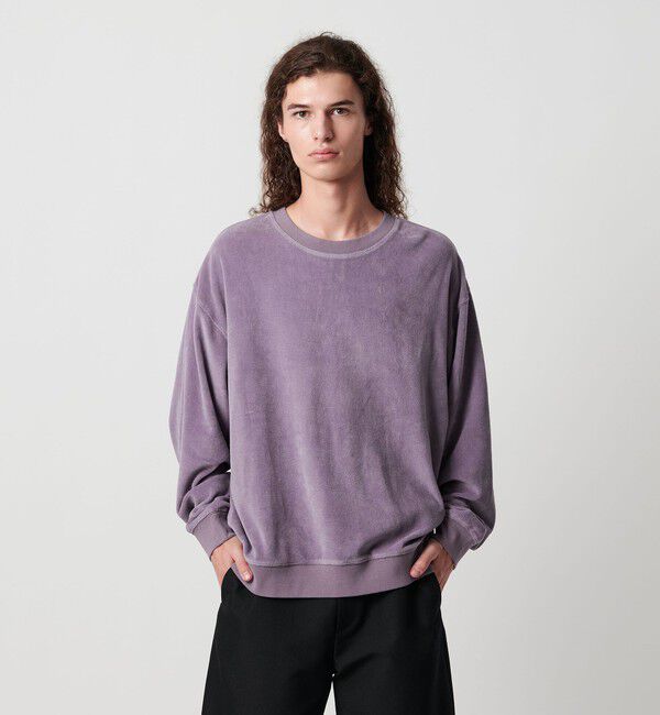 MONKEY TIME「オゾンウォッシュ ベロア バックジップ クルーネック」|Tシャツ・カットソー|