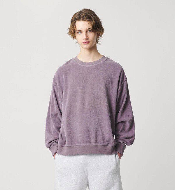 MONKEY TIME「オゾンウォッシュ ベロア バックジップ クルーネック」|Tシャツ・カットソー|