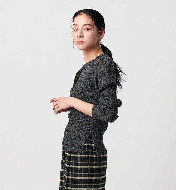 BEAUTY&YOUTH UNITED ARROWS「アルパカブレンド ランダムリブ ヘンリーネックプルオーバー」|ニット・セーター|