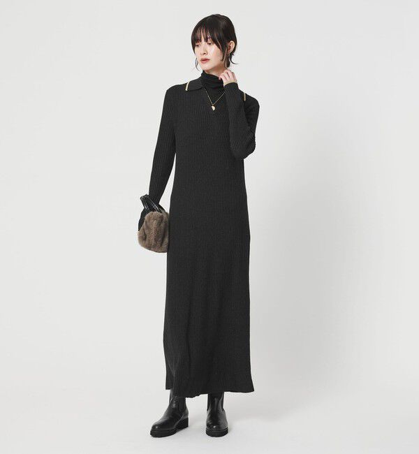 BEAUTY&YOUTH UNITED ARROWS「ウールポリエステルブレンド メランジ リブニットワンピース」|ワンピース|