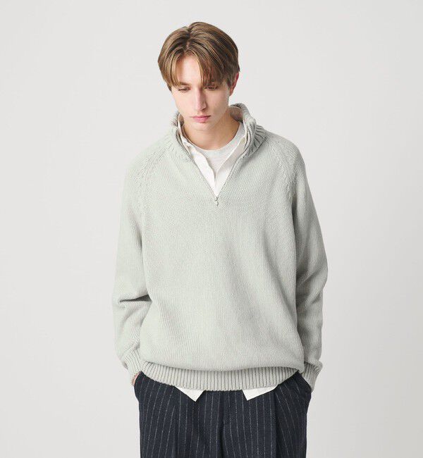 BEAUTY&YOUTH UNITED ARROWS「コード ヤーン ハーフ ジップ ニット ウォッシャブル」|ニット・セーター|LIME