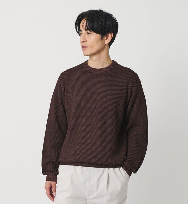 BEAUTY&YOUTH UNITED ARROWS「フェード アゼ クルーネック ニット 手洗い可能」|ニット・セーター|