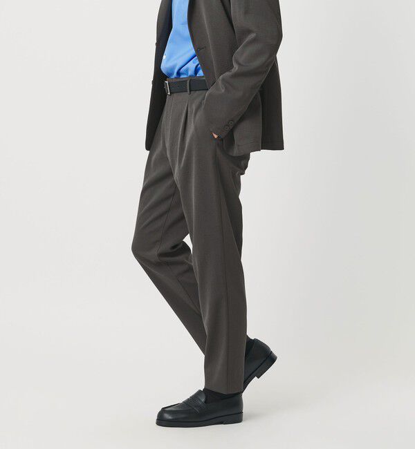 BEAUTY&YOUTH UNITED ARROWS「トリクシオン シャンブレー 1P テーパード スラックス NO.5 セットアップ対応可能」|チノ|DK.GRAY