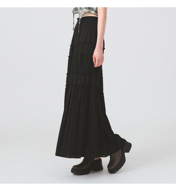 Ray BEAMS 「レース キリカエ ティアード スカート」|スカート|