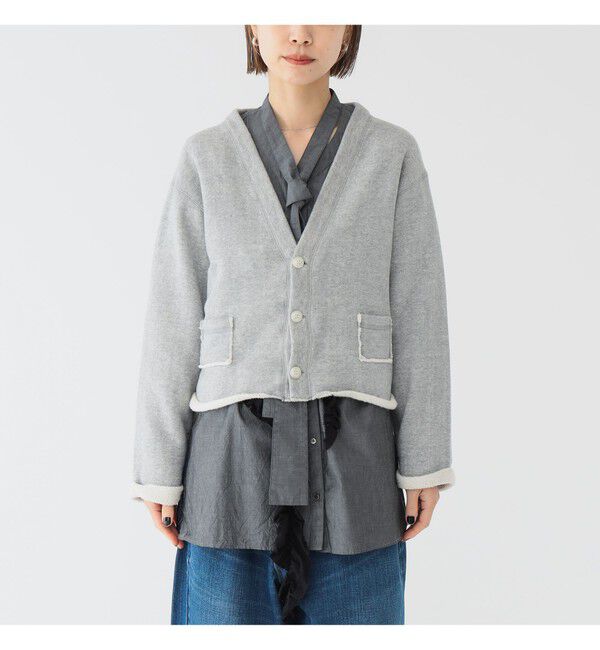 BEAMSBOY「maturely / カット オフ ジャージー カーディガン」|スウェット・ジャージ|