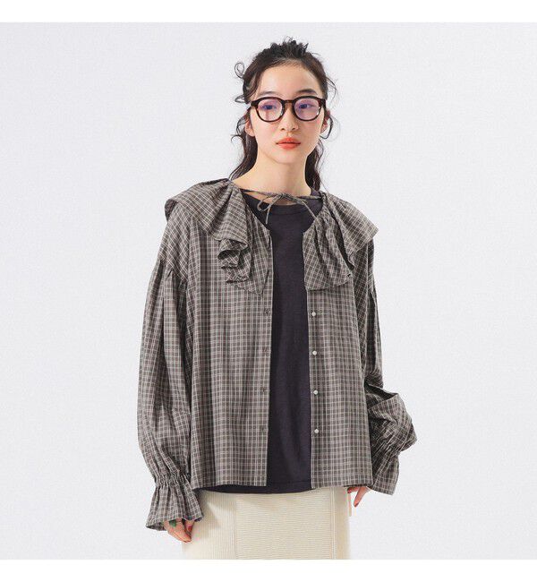 BEAMSBOY「チェック フリルカラー シャツ」|シャツ・ブラウス|
