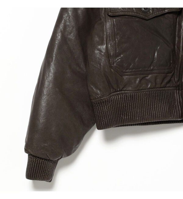 BEAMS「ワイドショートフィット G-1 シープレザー ダウンジャケット」|ブルゾン・スタジャン|