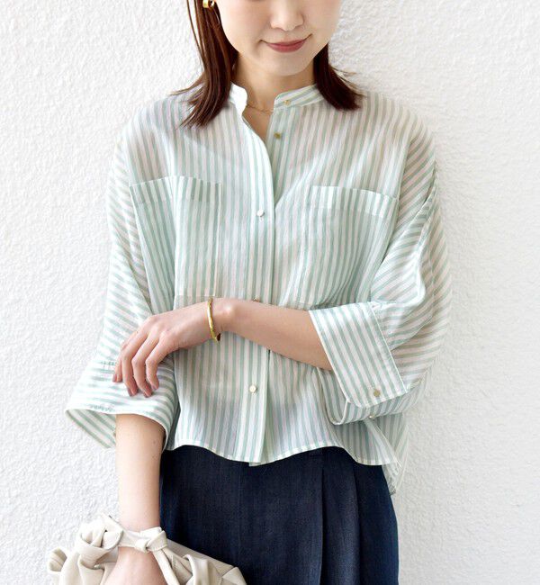 SHIPS for women「《一部追加予約》〈手洗い可能〉シルク混 シアー 羽織 シャツ」|シャツ・ブラウス|