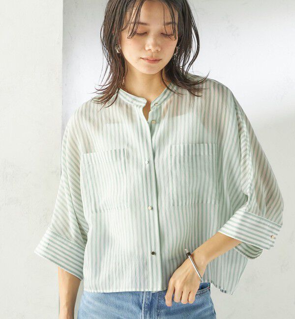 SHIPS for women「《一部追加予約》〈手洗い可能〉シルク混 シアー 羽織 シャツ」|シャツ・ブラウス|