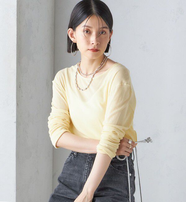 SHIPS for women「〈手洗い可能〉シアー ストレッチ クルーネック プルオーバー」|Tシャツ・カットソー|