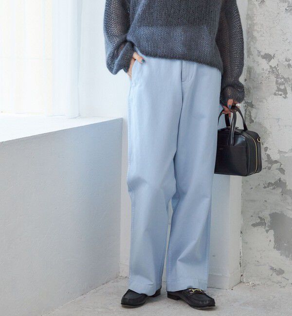 SHIPS for women「【SHIPS別注】Odub:〈洗濯機可能〉ワイド チノ パンツ」|チノ|ライトブルー