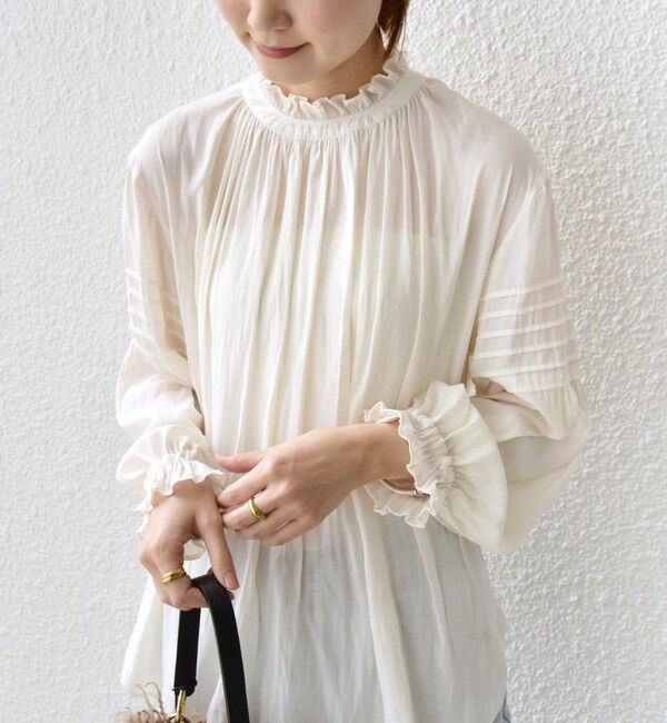 SHIPS for women「〈手洗い可能〉割繊 前後 2WAY 袖タック デザイン ブラウス」|シャツ・ブラウス|