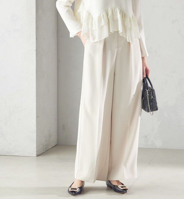 SHIPS for women「troisiemeCHACO:ワイド パンツ（セレモニー対応可）」|スラックス|ナチュラル