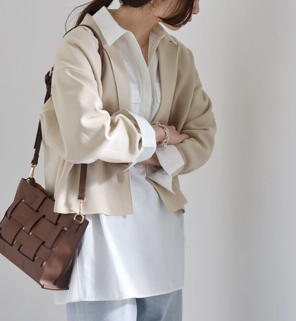 quaranciel「quaranciel:〈手洗い可能〉コンパクト ワイド テーラード ニット ジャケット」|テーラードジャケット|