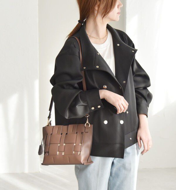 quaranciel「quaranciel: ダブル サテン スタンドカラー ブルゾン コート」|ブルゾン・スタジャン|