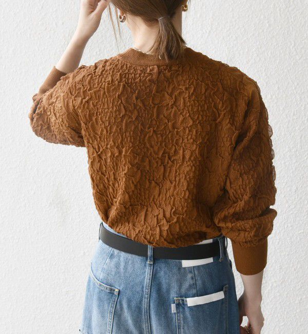 SHIPS any「SHIPS any:〈手洗い可能〉ジャカード バンピー クルーネック プルオーバー」|ニット・セーター|