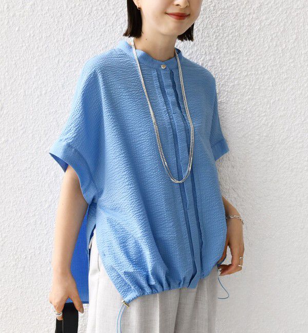 SHIPS for women「《一部追加予約》〈手洗い可能〉サッカー 裾 ドロスト ドルマン ブラウス」|シャツ・ブラウス|