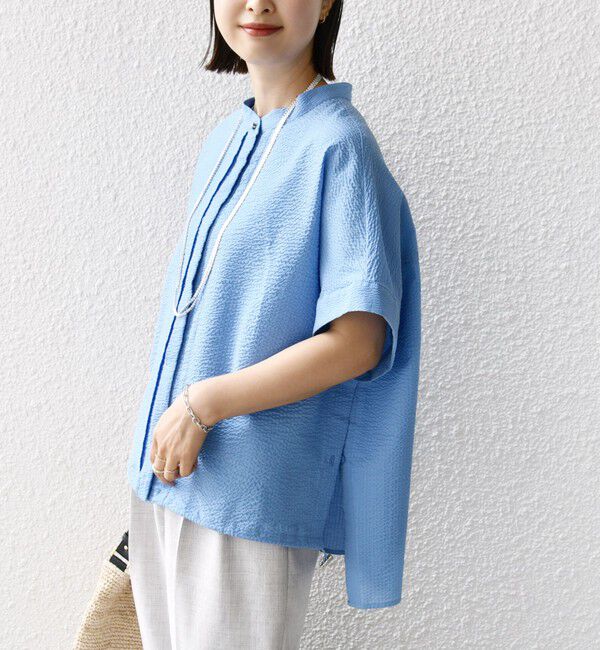 SHIPS for women「《一部追加予約》〈手洗い可能〉サッカー 裾 ドロスト ドルマン ブラウス」|シャツ・ブラウス|