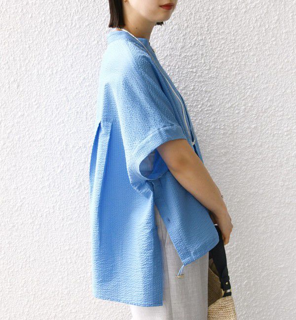 SHIPS for women「《一部追加予約》〈手洗い可能〉サッカー 裾 ドロスト ドルマン ブラウス」|シャツ・ブラウス|