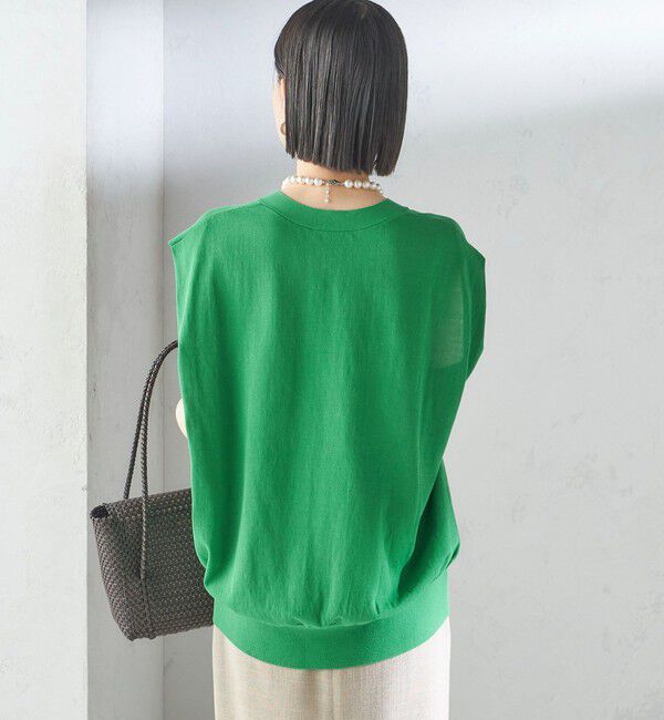 SHIPS for women「〈接触冷感 / 手洗い可能〉アイスコットン フレンチ スリーブ ジレ カーディガン」|ベスト・ジレ|