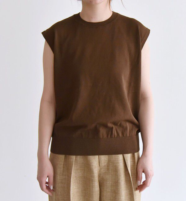 quaranciel「quaranciel:〈接触冷感〉フレンチスリーブ ベーシック シアー ニット プルオーバー」|ニット・セーター|