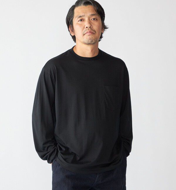 SHIPS「Southwick: Gate Label メリノウール ロングスリーブ Tシャツ」|Tシャツ・カットソー|ブラック