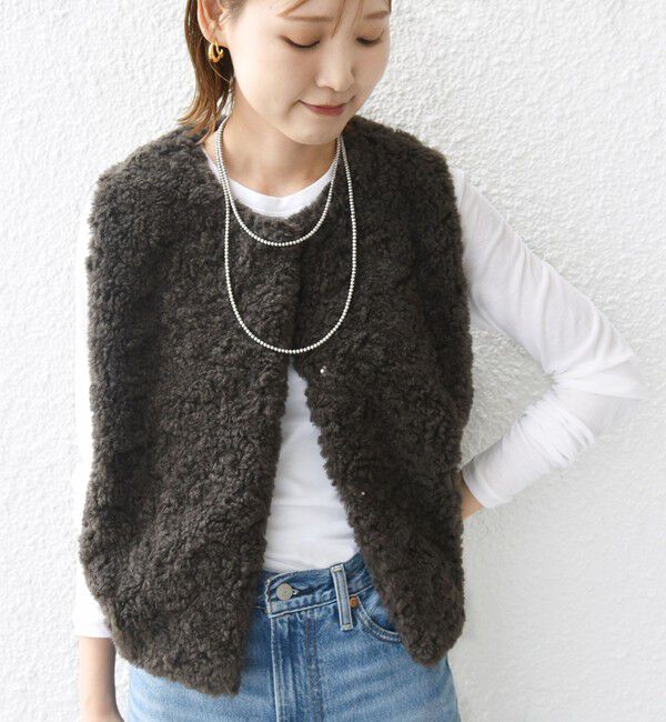 SHIPS for women「ランダム ファー ショート ジレ」|ベスト・ジレ|