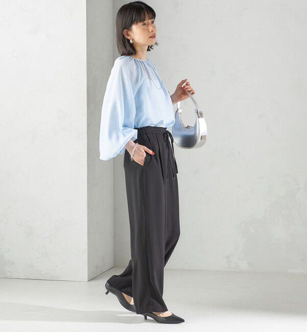 SHIPS for women「〈手洗い可能〉シアー バンブー ギャザー ブラウス」|シャツ・ブラウス|