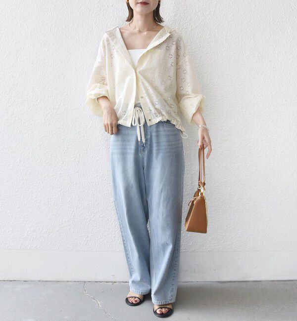 SHIPS for women「【WEB限定】〈手洗い可能〉レース フード シャツ 羽織」|シャツ・ブラウス|