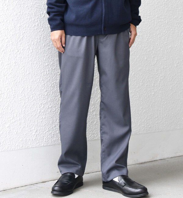 SHIPS any「SHIPS any:〈洗濯機可能/抗ピリング〉ウールライク 2プリーツ セミワイド イージーパンツ◇」|チノ|チャコールグレー