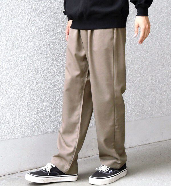 SHIPS any「SHIPS any:〈洗濯機可能/抗ピリング〉ウールライク 2プリーツ セミワイド イージーパンツ◇」|チノ|カーキ