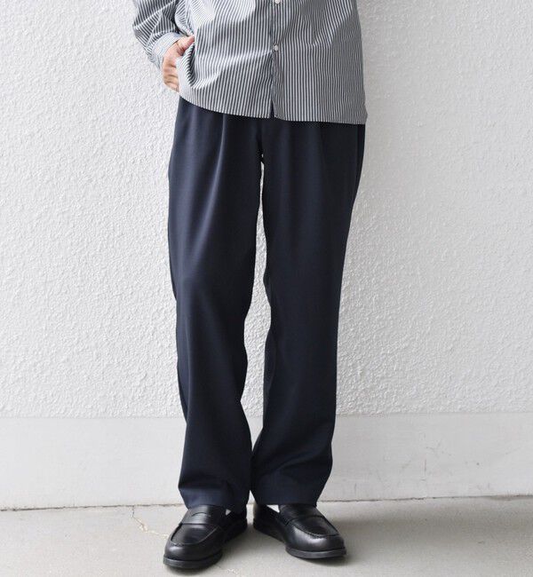 SHIPS any「SHIPS any:〈洗濯機可能/抗ピリング〉ウールライク 2プリーツ セミワイド イージーパンツ◇」|チノ|