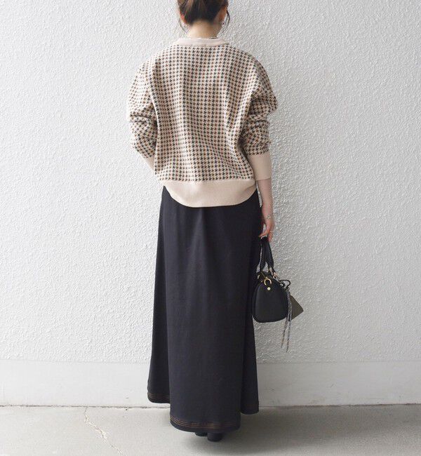 SHIPS any「SHIPS any:〈手洗い可能〉モールヤーン クルーネック ロゴ 千鳥柄 プルオーバー」|ニット・セーター|