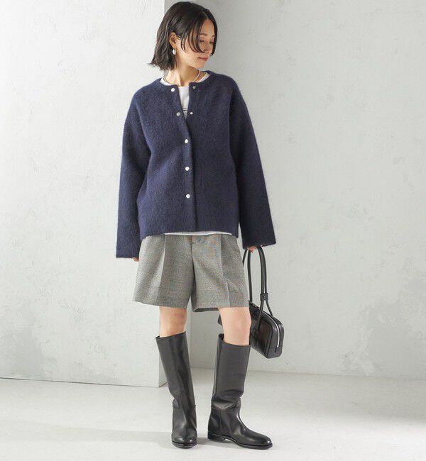 SHIPS for women「フォックス ブレンド ノーカラー ニット コート」|ノーカラーコート|