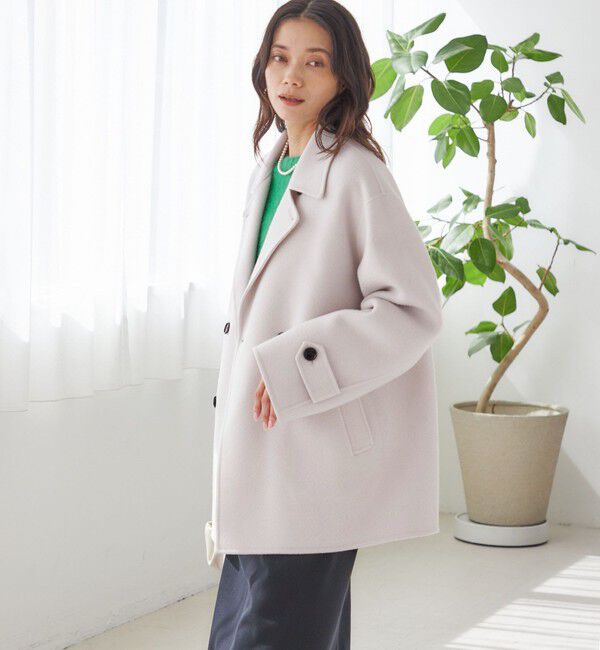 SHIPS for women「SUPER140 ダブル フェイス ショート コート」|ピーコート|