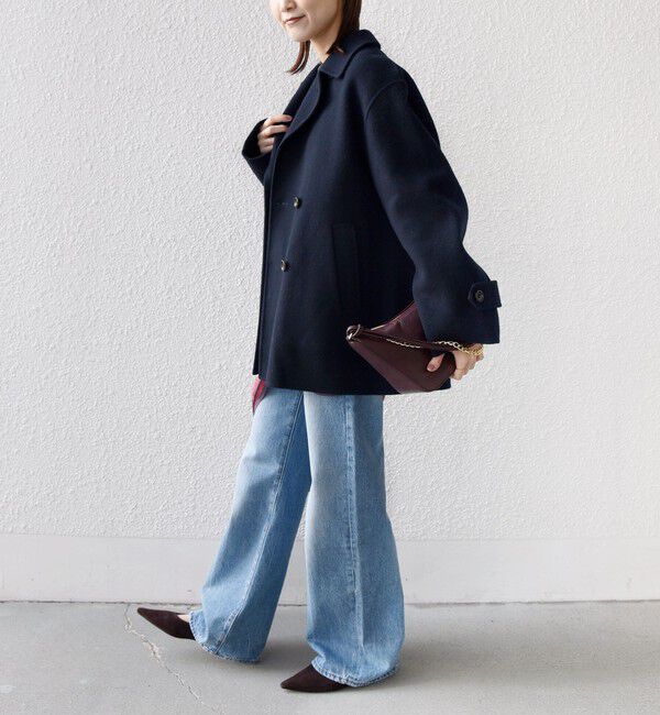 SHIPS for women「SUPER140 ダブル フェイス ショート コート」|ピーコート|