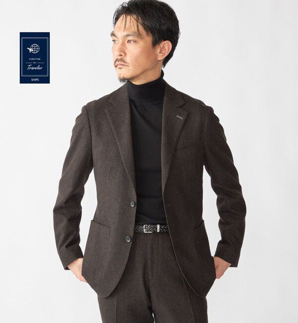 SHIPS「SHIPS:〈FUNCTION〉〈セットアップ対応〉ホームスパン ジャケット」|テーラードジャケット|ブラウン