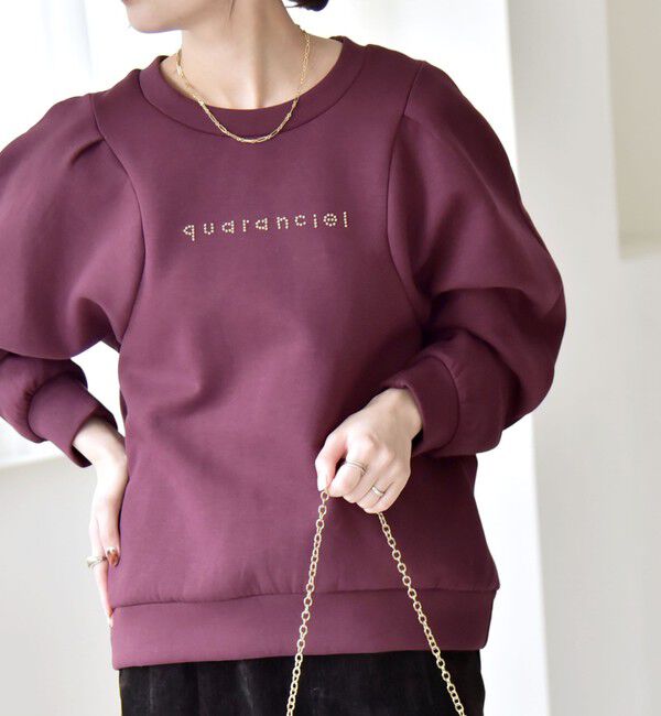 quaranciel「quaranciel:〈洗濯機可能〉スタッズ ロゴ ダンボール スウェット プルオーバー」|スウェット・ジャージ|