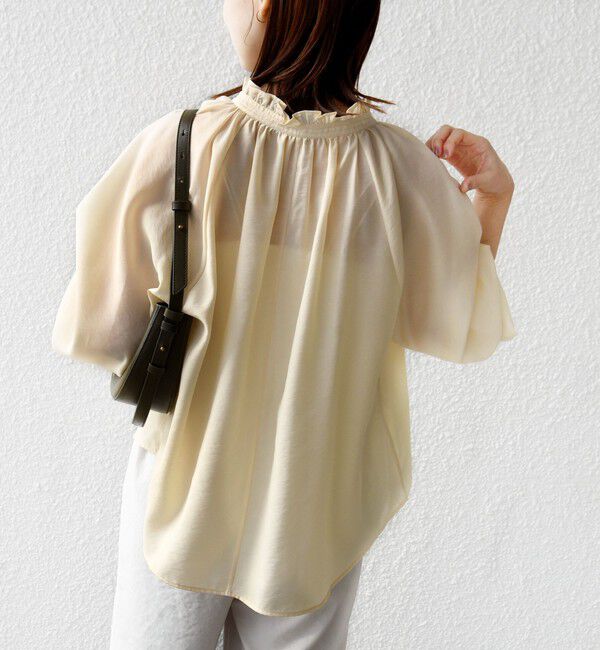 SHIPS for women「〈手洗い可能〉シアー タンブラー リボン デザイン 長袖 ブラウス」|シャツ・ブラウス|